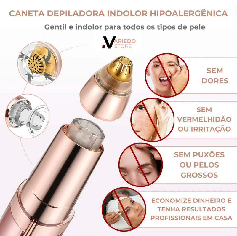 Caneta Depiladora Indolor de Sobrancelha e Pelos Faciais [USB] 💁🏻‍♀️ + FRETE GRÁTIS 📦